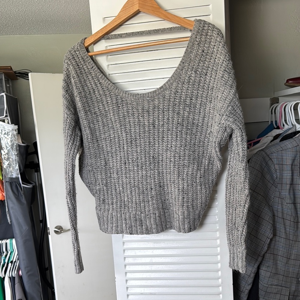 Ruby Moon Gray Crew Neck Sweater Cozy Knit